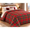Tata Home Trapunta Invernale Matrimoniale Imbottita 300 gr/mq Piumone Caldo Misura 260x260 cm Fantasia Tartan Scozzese Made in Italy Mod. Scozia Rosso