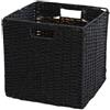CAFFCAPPII Cestino Effetto Vimini, Organizer Contenitore Pieghevole Con Maniglie Scatole E Cesti Per Scaffali E Armadi(Black,M-30cm)