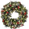 Kawiithn Ghirlanda Natalizia 50cm per Porta d'Ingresso con Luce LED Pigne e Bacche | Corona di Natale 20 Pollici Innevata in PVC ABS a Batteria per Parete Finestra Interno Esterno Addobbi Festivi