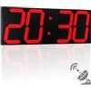 CHKOSDA Orologio da parete digitale automic, 47 cm, orologio da parete a LED con ampio display, orologio multifunzione con sveglia e timer, sincronizzazione automatica dell'ora orologio digitale con