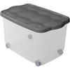 FERCASASHOP® Contenitori Multiuso Con Ruote e Coperchio Trasparente 55 Lt. 60Lx40Px36H Organizer Scarpe Vestiti Giocattoli e Utensili Colori Assortiti (1)