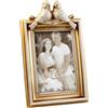 Nexbrill Cornice portafoto in resina argentata retrò per doppia decorazione floreale intagliata in oro, cornice in stile per casa, ufficio, camera da letto, tavolo da parete, 15,2 cm
