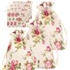 HERCHR 50 sacchetti di iuta, Borsa in Juta con Motivo Floreale con Coulisse, Regalo di Natale Fai da Te Bomboniere per Matrimonio, 9.5×14cm