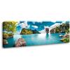 Visario Quadro su Tela 120x40 cm 5766 Thailandia Baia di Phang Nga Rocce Mare Turchese Tropicale Panoramico Stampa su Tela con Telaio in Legno Soggiorno Camera da Letto Ufficio
