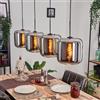 hofstein Lampadario a sospensione Lauden in metallo/vetro nero cromato design vintage retrò con ombrelloni in vetro (Ø 25 cm), altezza max 147 cm, 4 lampadine E27, senza lampadina