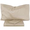 Morbidissimi Set lenzuola Completo letto, Sotto + Sopra + federe, No Stiro, Colore Beige, Matrimoniale, Tinta Unita in Microfibra, Made in Italy J605