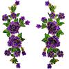 CENPEK 2 adesivi per ricami in stoffa con fiori di rosa, multicolore e floreali, accessori per abbigliamento da ricamo, toppe cucite a mano, colore: viola