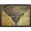 Fine Artic Quadro L'Inferno di Dante Sandro Botticelli - Poster Classico con Cornice - Decorazione del Rinascimento - Stampa della Mappa dell'Inferno
