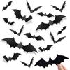 Cherioll 60 Pezzi Pipistrelli Halloween, Decorazioni Halloween Pipistrelli Adesivi, 3D Pipistrello Vetrofanie, Realistic 3D Black Bats Wall Stickers, per Parete Finestra Porta Forniture per Feste