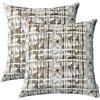 TIDWIACE Set di 2 federe per cuscini marroni, 45 x 45 cm, in lino, per divano, a pois e a quadri, 45 x 45 cm, colore: bianco marrone