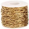 Perodlly Catena per Gioielli 1 Rotolo di 33 Piedi di Catena in Acciaio Inossidabile Placcato Oro con Maglie ovali Decorative Fai da Te per la creazione di Gioielli.