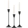 KATELUO 3 Pezzi Portacandele Nero in Metallo, Portacandele in Metallo, Candelabri Moderni, 3 Diverse Altezze Porta Candele, Candelabro Vintage per Matrimoni, Compleanni, Natale, Halloween, Ringraziamento