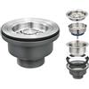 QruiLanTu 3 1/2 Kit di scarico per lavello da cucina, cestello di scarico per lavello in acciaio inox 304, tappo di scarico di ricambio per foro di scarico standard per lavello