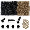 TOAOB THE ONE AND ONLY BABY TOAOB 300 Pezzi Occhi di Sicurezza per Amigurumis 6 mm Nero Occhietti con Rondelle per Creazione di Animale all'Uncinetto Lavoretti Artigianato