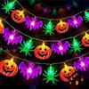 KARELLS Catena luminosa decorativa per Halloween, 3 m, 20 LED, zucca, ragni | Catena luminosa per Halloween, impermeabile, per feste a tema, carnevale, veranda, finestra, decorazione per interni