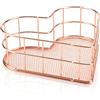 Cyrank Cestini portaoggetti in metallo, vassoio decorativo a forma di cuore, organizer per cassetti trucco per spogliatoio, bagno, camera da letto, soggiorno(oro rosa)