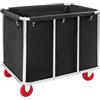 Beaudreaul Carrello portabiancheria in acciaio inox, 90 x 65 x 80 cm, con ruote, portata 117,93 kg, per hotel, appartamenti, magazzini, ecc. (nero)