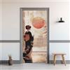 LLSZAHD 3D Adesivo per Porta 90x215 cm, Geisha giapponese Carta da Parati Autoadesiva per Porte Interne, Stile giapponese, Decorazione per Camera da Letto, Soggiorno, Casa