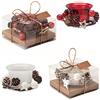 noTrash2003 Set di 4 Candele Natalizie con 2 Rosse e 2 Bianche in Vetro, Con Decorazioni, in Confezione Regalo