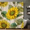 Generic Tenda da Doccia 240x200 cm Girasoli retrò Impermeabile Tessuto Poliestere Antimuffa Lavabile con 12 Anelli Giallo per Hotel