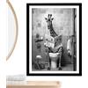Dayysiuy Decorazione da Parete per Bagno a Tema Giraffa | Stampe su Tela di Animali Divertenti - Poster Giraffa Legge Giornale in Bagno,per Hotel Appartamento