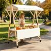 HARELA Espositore Per Carretti Del Cibo In Vendita, Carretti Dei Venditori Ambulanti Con Ruote Leggere, Carrello Pieghevole In Legno Per Bancarelle Per Aziende(White,120cm/47.2in)