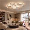 Lrenjon Lampadario LED Da Moderno 72W 7000lm, Plafoniera Dimmerabile, Temperatura Di Colore Regolabile, CRI 90, Con Telecomando, Funzione Memoria, Bianco 5 Anelli Lampadario Da Soffitto, Per Soggiorno, Camera