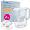 BRITA caraffa filtrante MAXTRA Style Essential, 4x filtri Limescale Expert | Caraffa bianca da 2,4 l, adatta per porta del frigorifero con LED Smart Light e coperchio ribaltabile per filtrazione extra