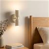 Alpinaluz Applique da Parete Doppia 2x E27 Cilindrica Metallo Bianco Crema | Stile nordico moderno, base crema con luce verso l'alto e il basso per testiera del letto, corridoio, camera e soggiorno