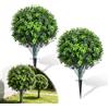 VeftBltrem Set di 2 sfere di bosso artificiali da 60 cm, piante artificiali per esterni con pali da terra, pianta artificiale grande, resistente ai raggi UV e alla luce, per soggiorno, camera da letto