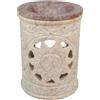 NKlaus Bruciatore d'incenso in pietra ollare beige Ø 7,5cm altezza 11cm motivo sole tealight scalda incenso con ciotola 15714