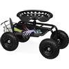 Relaxdays Sgabello Giardinaggio con Ruote, Carrello Portautensili Giardino e Officina, Regolabile, 150 kg, Acciaio, Nero