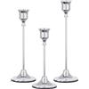 KATELUO 3 Pezzi Portacandele in Argento, Portacandele in Metallo, Candelabri Moderni, 3 Diverse Altezze Porta Candele, Candelabro Vintage per Matrimoni, Compleanni, Natale, Halloween, Ringraziamento