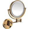 Generic Specchio Cosmetico da Parete, Specchio Trucco da Parete con Luci LED | 8 Bagno Specchio Ingranditore, Girevole a 360° Specchio Bagno Acciaio Inox 1x/5x Specchio Estensibile per Make-up e Rasatura