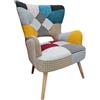 VEA SRL Poltrona Patchwork 65 * 68 * 92 cm, Poltrona Camera da Letto e Salotto Multicolore, Poltrona Salotto da Lettura e camerette, Adatta Come Sedia Poltrona da Pranzo