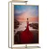 MNUvxzaewf Cornice for foto in metallo, supporto for cornice A4 girevole a 360° con coperture in acrilico HD, doppio uso orizzontale e verticale