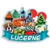 Quwsne Magnete da frigorifero Lucerna Svizzera Magnete da frigorifero souvenir da viaggio in città regali turistici 3D classici punti di riferimento artigianali fatti a mano decorazione della casa