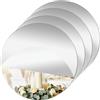 Feirdhoo 4 specchi in vetro autoadesivi, 20 x 20 cm, rotondi, autoadesivi, da parete in acrilico, per decorazioni da tavolo, matrimoni, bagno, soggiorno, feste