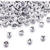 PH PandaHall PandaHall - 200 perline in acrilico greco dell'alfabeto bianco 7 mm, rotonde piatte in acrilico per gioielli, perline per creazione di perline, artigianato, tessiture fai da te, lettere miste casuali