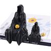 URROMA 2 statue di Grim Reaper, fantasma seduto di Halloween, con tazza da tè nera, scultura gotica, decorazione per tavolo e scrivania