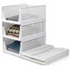 FoiiLiio 3 Pezzi Impilabili Organizer Armadio Cassettiere,43 x 33 x 55cm Pieghevole Organizer Cassetti Armadio,Salvaspazio Tipo di Cassetto Storage Boxes per Bagni,Cucine e Camere da Letto-Bianco