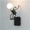 YOOCHUENG Lampada da Parete Humanoid per Camera da Letto,Industriale Nero | E27 (Lampadina Non Inclusa), Cablata Fissa,Foratura,Applique da Parete Moderna per Comodino Bar,Design Creativo