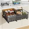 YunNasi Cassetto Estraibile Cucina, Nero, 1pezzo 38Dx17Hx32-50H CM | Cassetto Telescopico, Ripia Cassetti Scorrevole, Armadio da Cucina, Senza Bisogno di Trapano e Chiodi