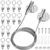 Jinlaili Cavo di Acciaio, 3 Metri Cavo Tenda Acciaio con 12 Doccia Tenda Clip, Tendifilo, Tenda Set di Vergella, Filo per Tende, Stendibiancheria Filo di Tenda per Appendere Le Tende Finestre