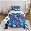 CINYE Dino - Trapunta per tutto l'anno, 135 x 200 cm, con 1 federa da 80 x 80 cm, 4 stagioni, in microfibra, 260 g/m², borsa per il trasporto