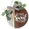 GNVOVIC Ghirlanda Porta Benvenuto, Targa in Legno Home Sweet Home, Decorazione Murale Boho con Lettere 3D e Fiocco, Interno ed Esterno