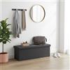 FurnitureR Panca in tessuto, ottomano con estremità del letto, poggiapiedi, divano pieghevole, pouf cubo, contenitore interno con scomparto rimovibile, L 110 cm, grigio scuro, 110 x 38 x 38 cm