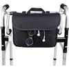 QIUPFGUT Borsa Laterale per Sedia a Rotelle, Borsa per Sedia A Rotelle Anziani con Divisore, Borsa Laterale per Deambulatori, Borsa di Stoccaggio per Bracciolo per Sedia a Rotelle (Nero)