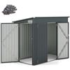 COSTWAY Capanno da Giardino 235 x 117 x 185 cm (Grigio) | Casetta Porta Attrezzi da Esterno in Metallo Galvanizzato con 2 Porte e Tetto Inclinato, Ripostiglio per Cortile e Fattoria