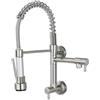 ZYCDP Rubinetto Cucina a Muro Solo acqua Fredda con Molla, Rubinetto Lavello Cucina con Doccetta Estraibile Miscelatore Cucina Parete Ottone Spazzolato